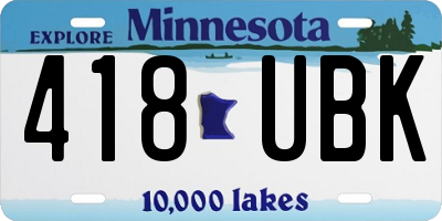 MN license plate 418UBK