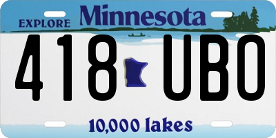 MN license plate 418UBO