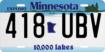 MN license plate 418UBV