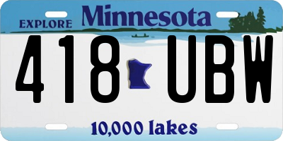 MN license plate 418UBW