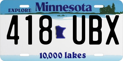 MN license plate 418UBX