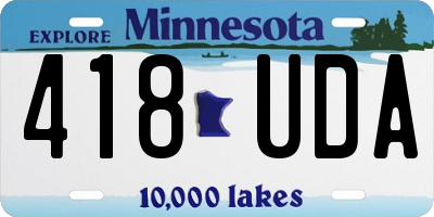 MN license plate 418UDA