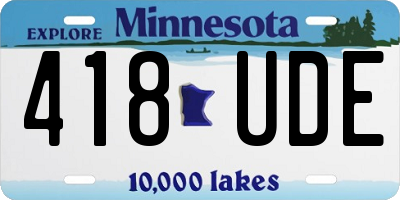 MN license plate 418UDE