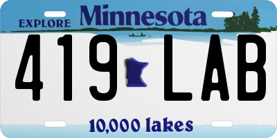 MN license plate 419LAB