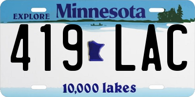 MN license plate 419LAC