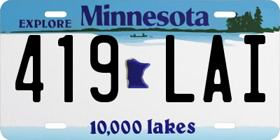 MN license plate 419LAI