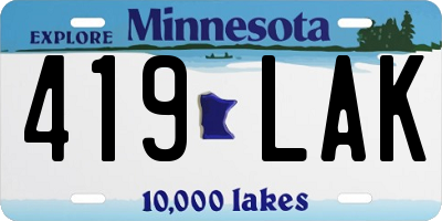 MN license plate 419LAK