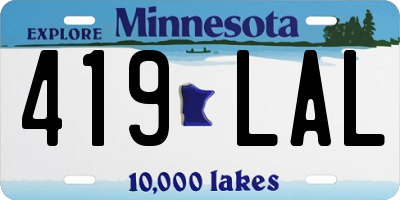 MN license plate 419LAL