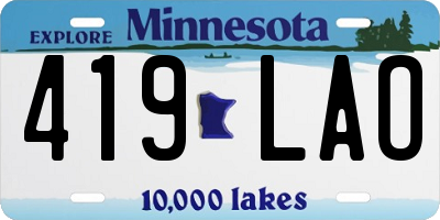 MN license plate 419LAO