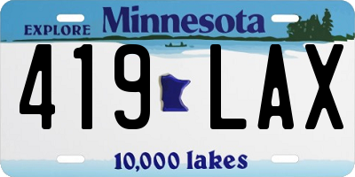 MN license plate 419LAX