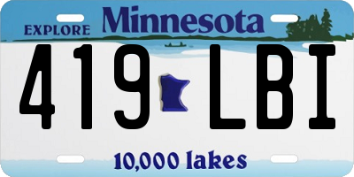 MN license plate 419LBI