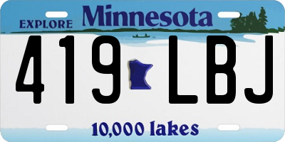 MN license plate 419LBJ
