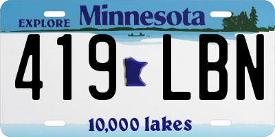 MN license plate 419LBN