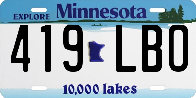 MN license plate 419LBO