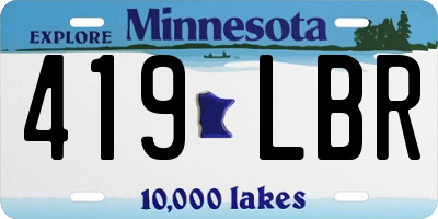 MN license plate 419LBR