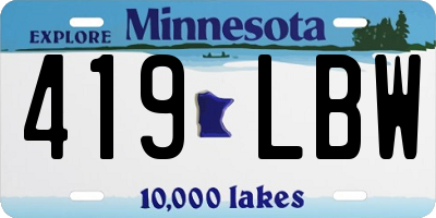 MN license plate 419LBW
