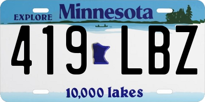MN license plate 419LBZ