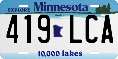 MN license plate 419LCA