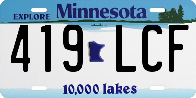 MN license plate 419LCF