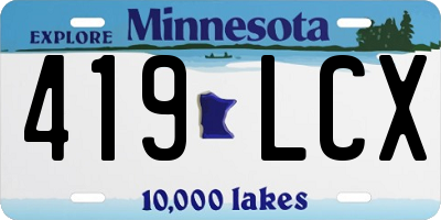 MN license plate 419LCX