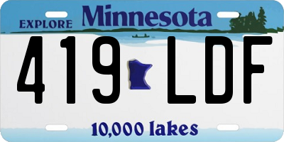 MN license plate 419LDF