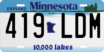 MN license plate 419LDM