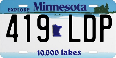 MN license plate 419LDP