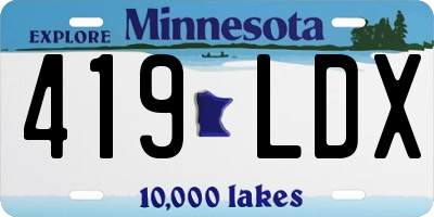 MN license plate 419LDX