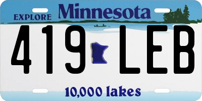 MN license plate 419LEB