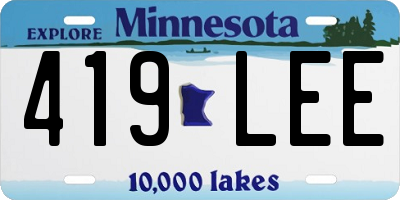 MN license plate 419LEE