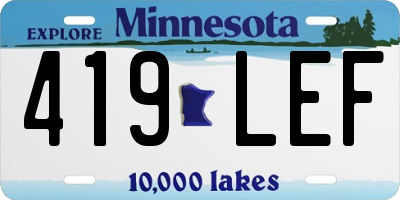 MN license plate 419LEF