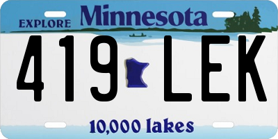 MN license plate 419LEK