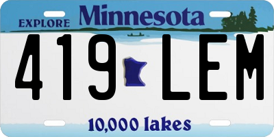 MN license plate 419LEM