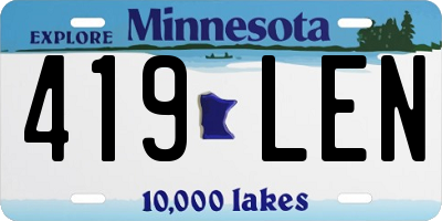 MN license plate 419LEN
