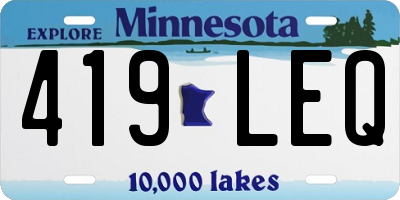 MN license plate 419LEQ