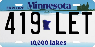 MN license plate 419LET