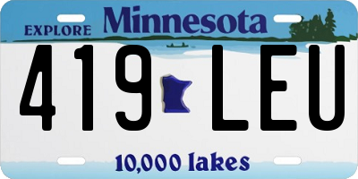 MN license plate 419LEU