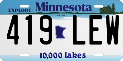 MN license plate 419LEW
