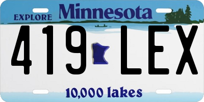 MN license plate 419LEX