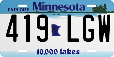 MN license plate 419LGW