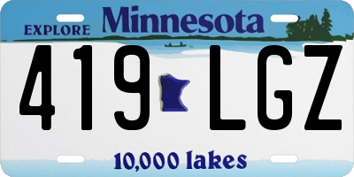 MN license plate 419LGZ