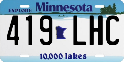 MN license plate 419LHC