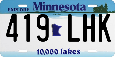 MN license plate 419LHK