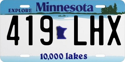 MN license plate 419LHX