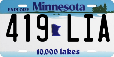 MN license plate 419LIA