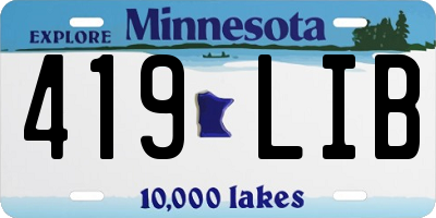 MN license plate 419LIB