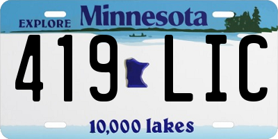 MN license plate 419LIC