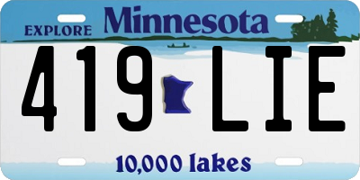 MN license plate 419LIE
