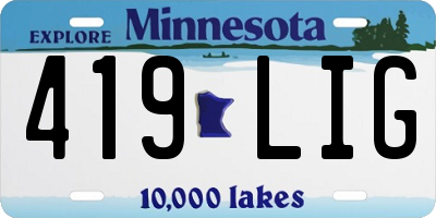 MN license plate 419LIG