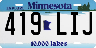 MN license plate 419LIJ